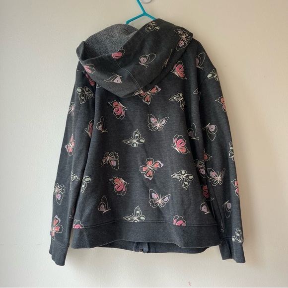 Cat & Jack Girls Butterfly Zip Up Hoodie Jacket Gray Fleece Lined Size 10/12 - Picture 7 of 9